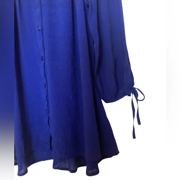 EMMA K Royal Blue Button-Up Blouse Shirt Top Flowy Silhouette Woman’s Shirt Top - Picture 3 of 7